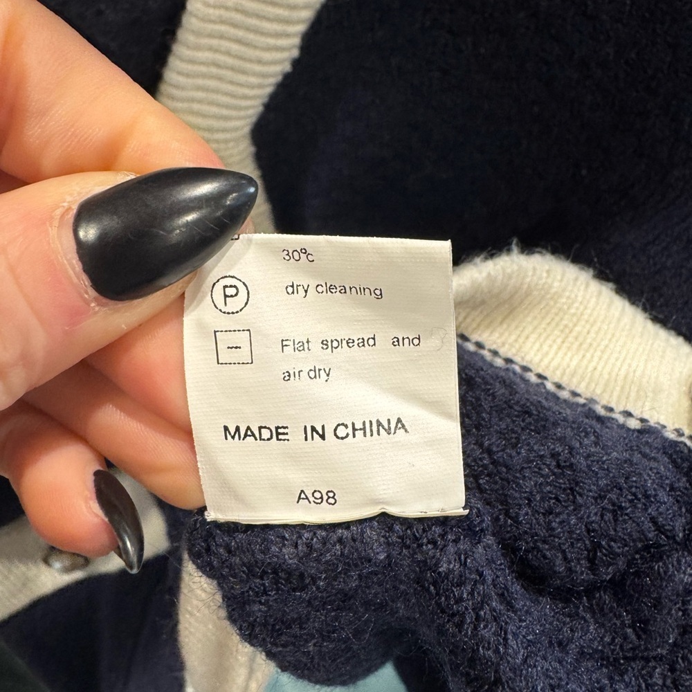 Navy and Cream Women's Cardigan - Picture 6 of 6